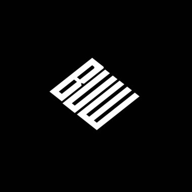 Siyah arkaplanda BUW harf logosu tasarımı. 