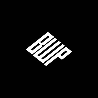 Siyah arkaplan üzerine BWP harf logosu tasarımı. 
