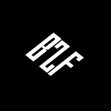 Siyah arkaplan üzerine BZF harf logosu tasarımı. 