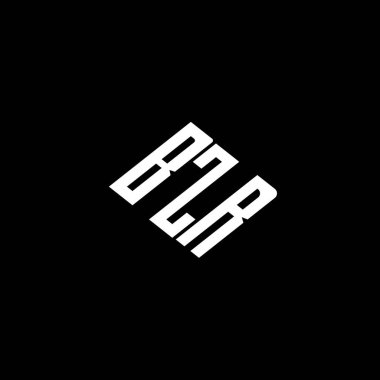 Siyah arkaplan üzerine BZR harf logosu tasarımı. 