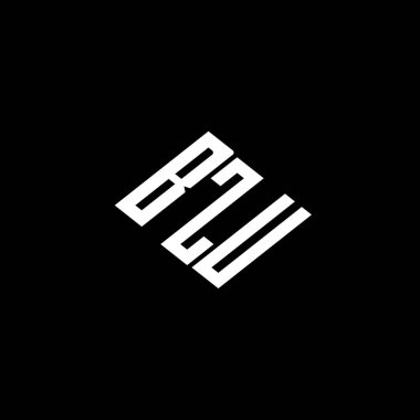 Siyah arkaplan üzerine BZU harf logosu tasarımı. 