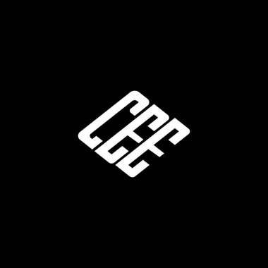 Siyah arkaplanda CEE harf logosu tasarımı. 