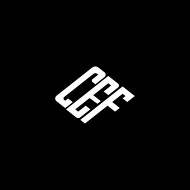 Siyah arkaplan üzerinde CEF harfi logo tasarımı. 