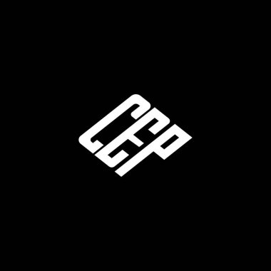 CEP harfi logo tasarımı siyah arkaplan üzerine. 