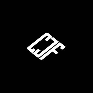 Siyah arkaplan üzerine CJF harf logosu tasarımı. 