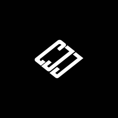 Siyah arkaplanda CJJ harf logosu tasarımı. 