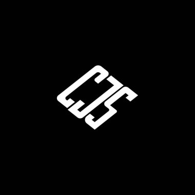 Siyah arkaplan üzerine CJS harf logosu tasarımı. 