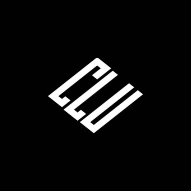 Siyah arkaplan üzerinde CLU harf logosu tasarımı. 