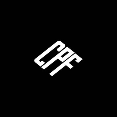 Siyah arkaplan üzerinde CPF harf logosu tasarımı. 