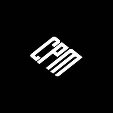 Siyah arkaplan üzerinde CPM harfi logo tasarımı. 