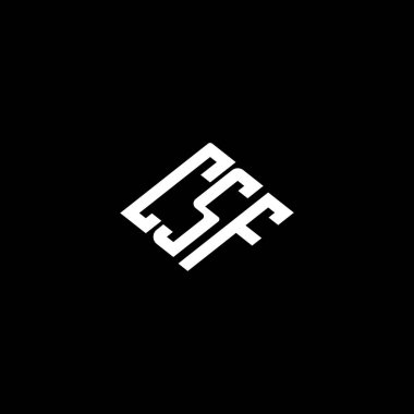 Siyah arkaplan üzerine CSF harf logosu tasarımı. 