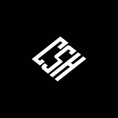 Siyah arkaplan üzerine CSH harf logosu tasarımı. 
