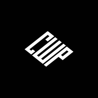 Siyah arkaplan üzerine CWP harf logosu tasarımı. 