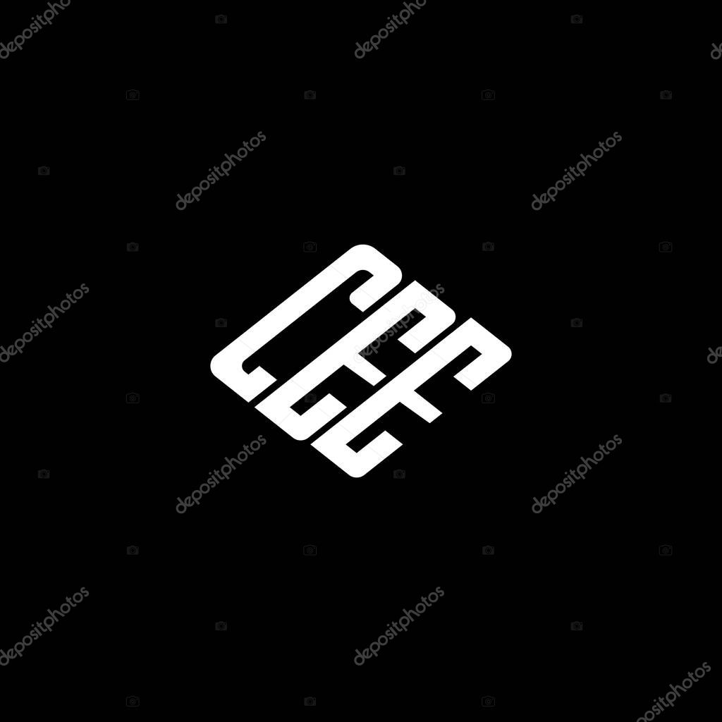 CEE letter logo design on black background.