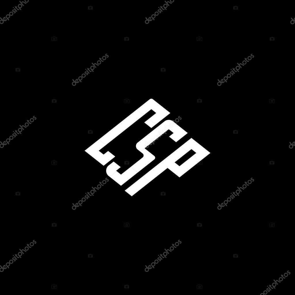 CSP letter logo design on black background.