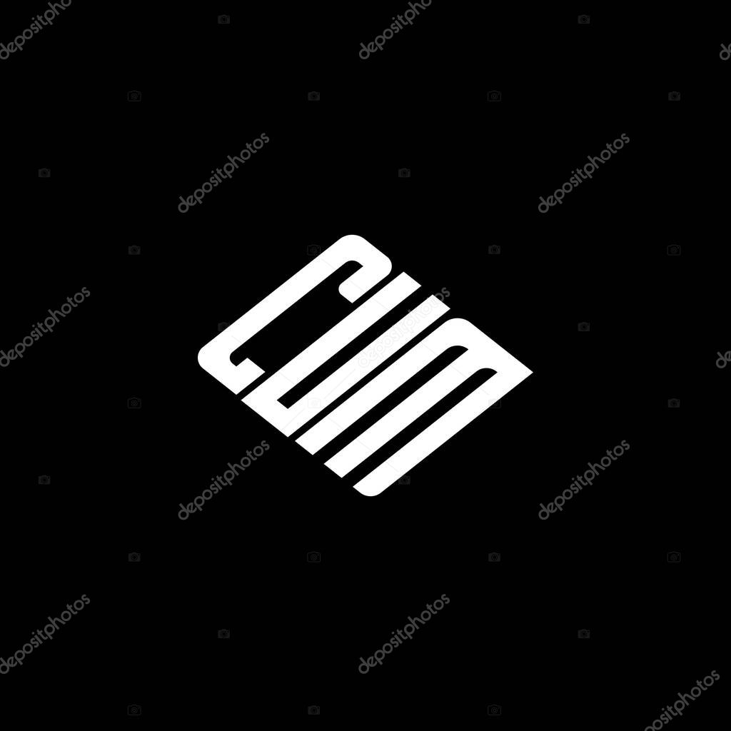 CUM letter logo design on black background.