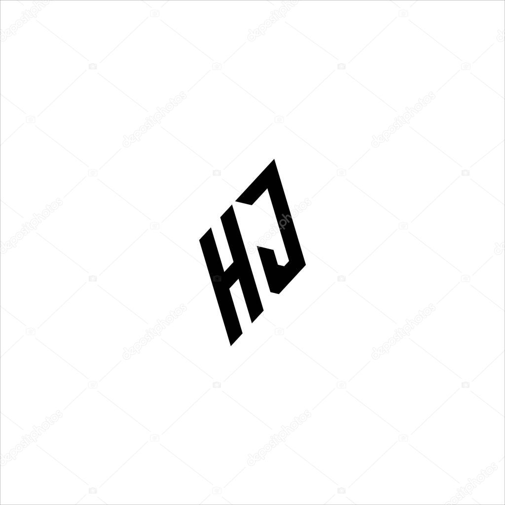 HJ Black Minimalist Monogram Logo Template.HJ Letter Logo design vector