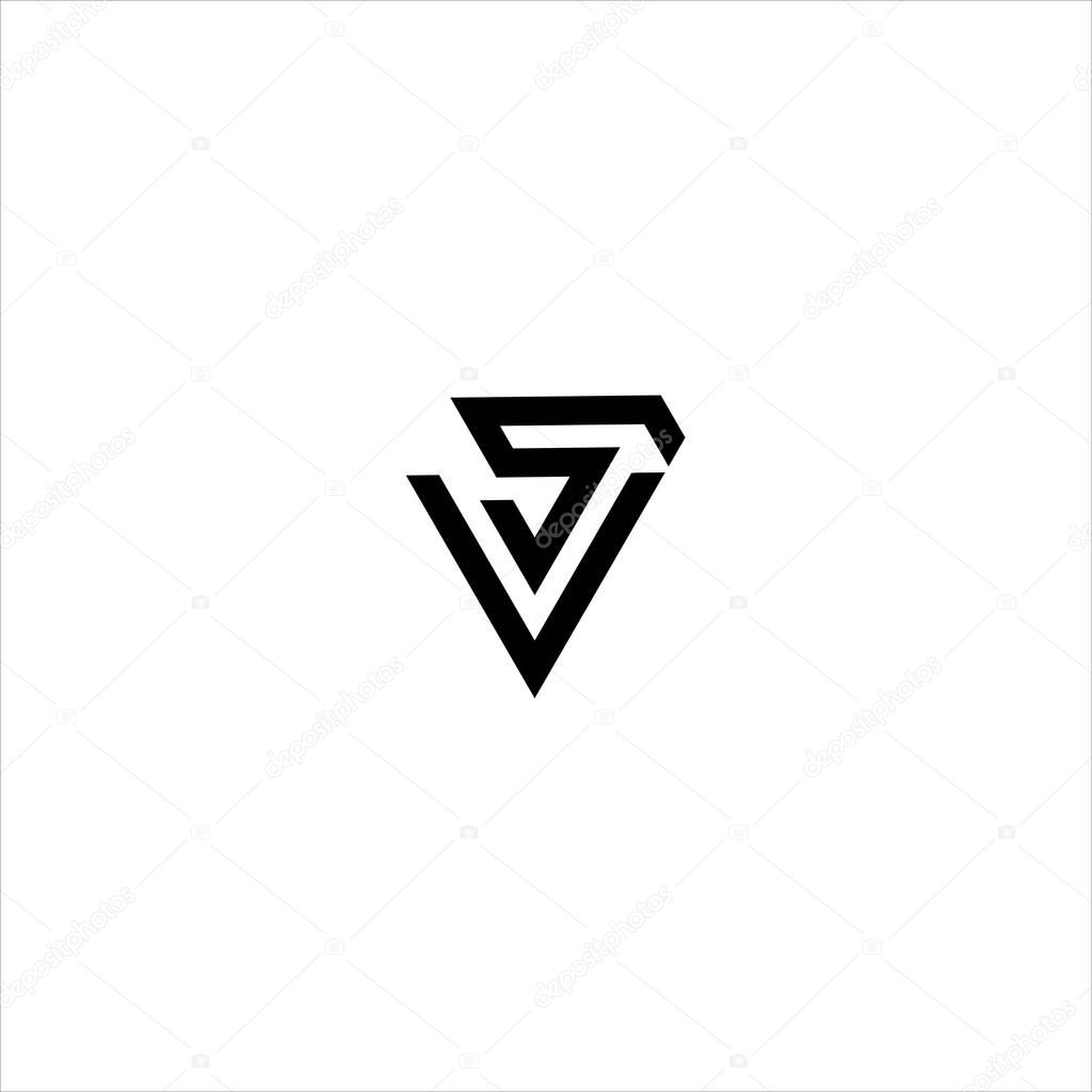 SV Black Minimalist Monogram Logo Template.SV Letter Logo design vector