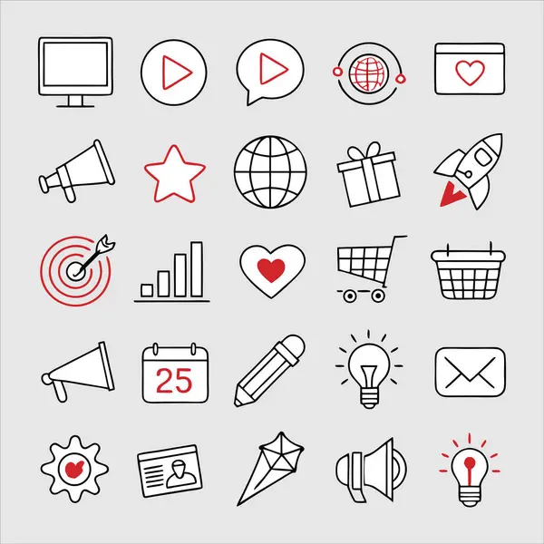 Teknoloji, iletişim ve yaratıcı unsurlara sahip minimalist iş ve pazarlama simgesi