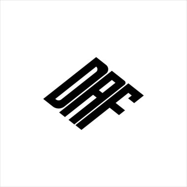 Yenilikçi veri analizi ve dijital dönüşüm markalaşması için geometrik çizgiler içeren modern soyut DAF logo tasarımı