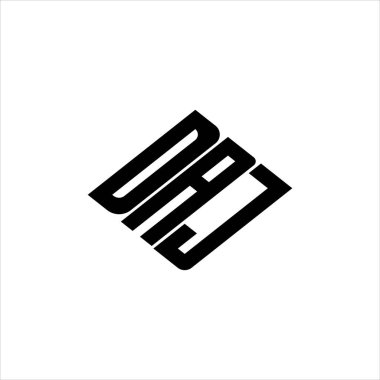Yenilikçi veri analizi ve dijital dönüşüm markası için geometrik çizgiler içeren modern DAJ logo tasarımı