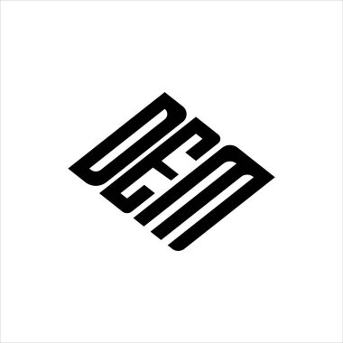 Yenilikçi veri analizi ve dijital dönüşüm markalaşması için geometrik çizgiler içeren modern soyut DEM logo tasarımı