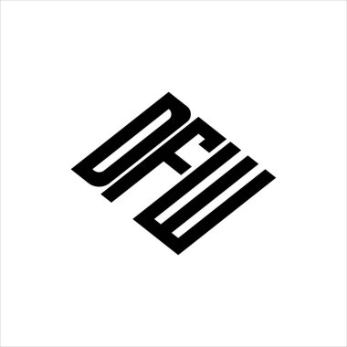 Yenilikçi veri analizi ve dijital dönüşüm markalaşması için geometrik çizgiler içeren modern soyut DFW logo tasarımı