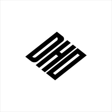 Yenilikçi veri analizi ve dijital dönüşüm markalaşması için geometrik çizgiler içeren modern soyut DHO logo tasarımı