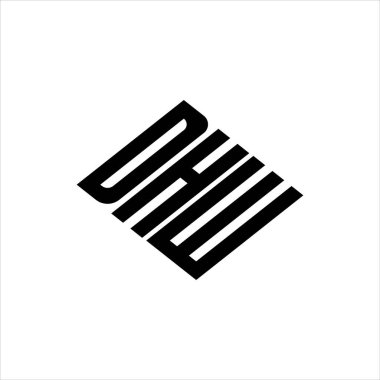 Yenilikçi veri analizi ve dijital dönüşüm markalaşması için geometrik çizgiler içeren modern soyut DHW logo tasarımı