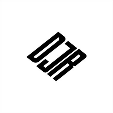 Yenilikçi veri analizi ve dijital dönüşüm markalaşması için geometrik çizgiler içeren modern DJR logo tasarımı