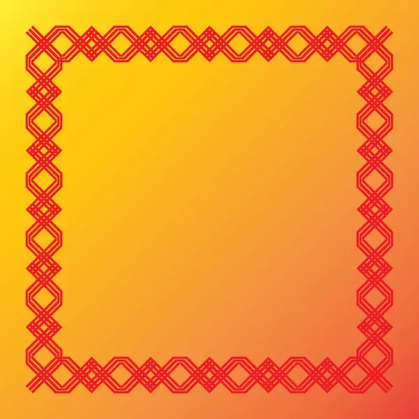 Sarı arkaplanda kırmızı desenli kare bir çerçeve