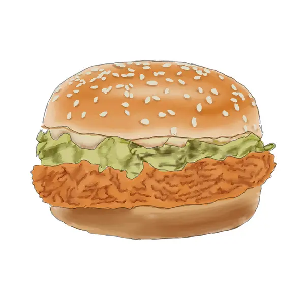 El çizimi burger beyaz arka planda izole. vektör