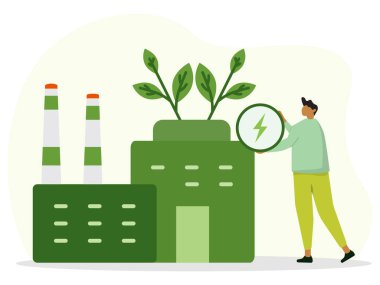 Sürdürülebilir temiz sanayi fabrikası, yenilenebilir enerji kaynakları ve yeşil elektrik. Çevre dostu girişim, çevrenin ve ekolojinin korunması.