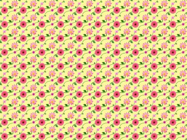 Yumuşak sarı arka planda pembe ve mor çiçekli kusursuz çiçek deseni. Dekoratif ve neşeli tasarım kumaş, duvar kağıdı ve ambalaj kağıdı için idealdir. Bahar veya yaz temaları için parlak botanik stili.