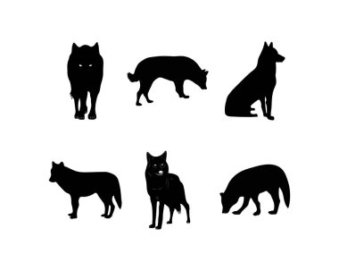 Çeşitli Pozisyonlardaki Kurtların Altı Silüeti