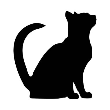 Bir Kedinin Silueti Oturan Zarif Hayvan Tasarımı