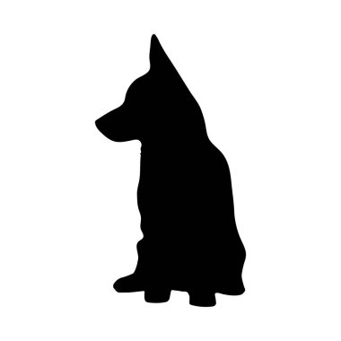 Bir Köpek Oturma Profili Görünümü Silueti