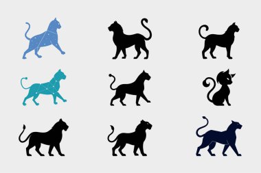 Zarif Kedi ve Aslan Silüetleri ve Göksel Tasarımlar Koleksiyonu