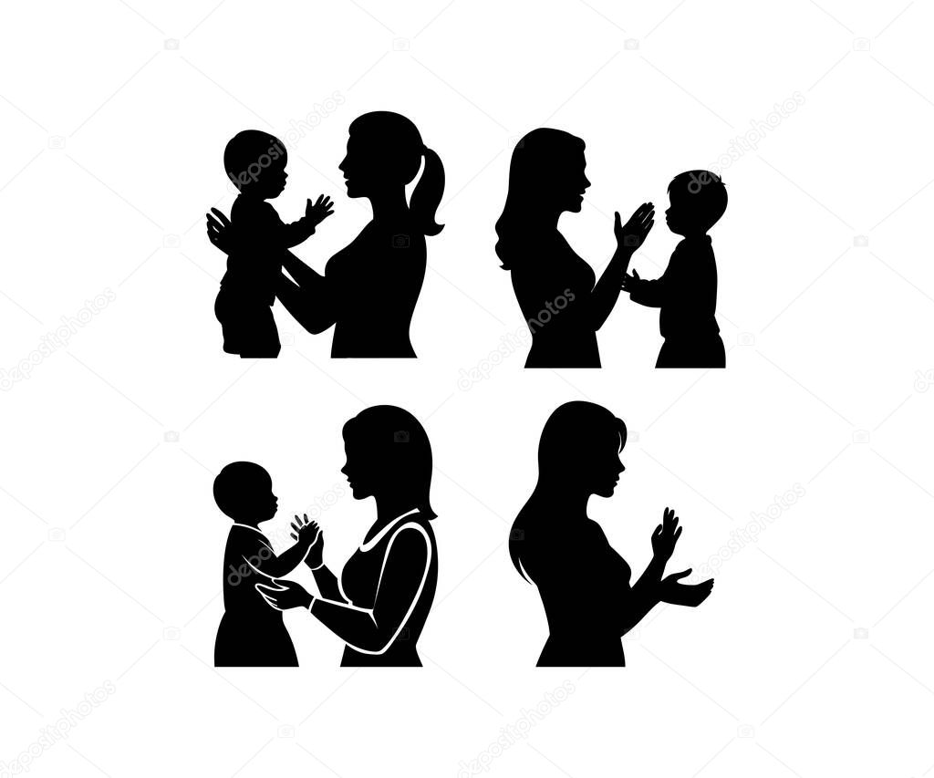Silhouette of Mothers and Babies Perfect for Motherhood Family and Childcare Branding
