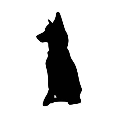Bir Köpek Oturma Profili Görünümü Silueti