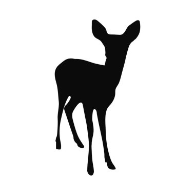 Bir Fawn Vahşi Yaşam Tasarım Resminin Silueti