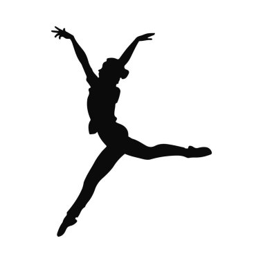 Zıplamanın ortasında zarif bir dansçının silüeti.