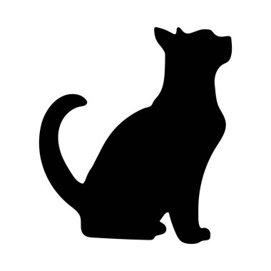 Oturan Zarif Siyah Kedi Tasarımı Silueti