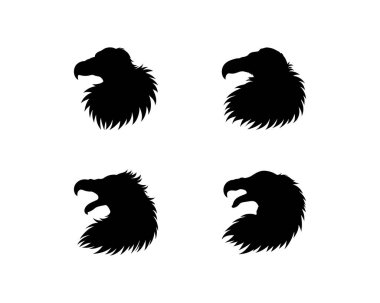 Dört Siyah Siluet Akbaba Başları Profil Görünümü