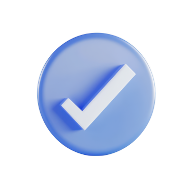 3B Render Mavi Çember İşaretleme Simgesi Onayı