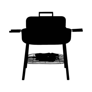 Portatif bir kömür ızgarasının basit, cesur bir silueti belirgin siyah tarzını gözler önüne seriyor..