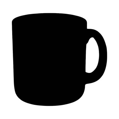 Basit, koyu siyah bir kupa silueti, tasarım projeleri için ideal. Katı siluet biçimi ayırt edici bir özelliktir.