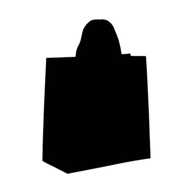 Basit, koyu siyah bir siluet, kendine özgü minimalist bir tarzı olan bir alışveriş çantası..
