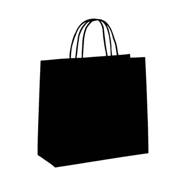 Basit, siyah bir alışveriş çantası silueti, kendine özgü minimalist bir tarzı var..