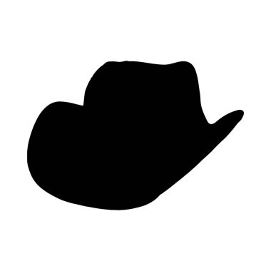 Bir kovboy şapkasının basit ama çarpıcı siyah silueti, benzersiz, biraz düzensiz bir stil sergiliyor..